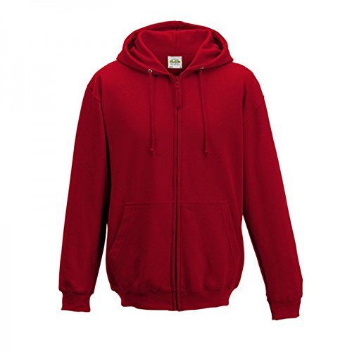AWDis -Sudadera con capucha, cremallera y dos bolsillos independientes para hombre Rojo Rojo Fuego XL