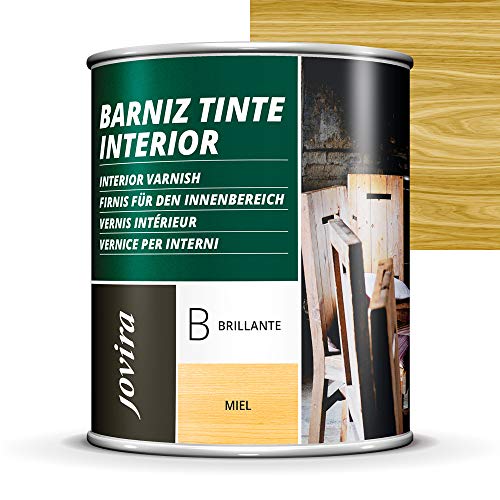 BARNIZ TINTE INTERIOR BRILLANTE, (6 COLORES), Barniz madera, Protege la madera, Decora y embellece la madera. (2.3 Litros, PINO)