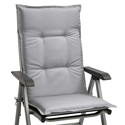 Beautissu cojín para sillas de Exterior, tumbonas, mecedoras o Asientos con Respaldo Alto Base HL 120x50x6 Placas compactas de gomaespuma - Gris Claro