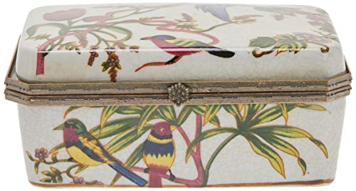 Better & Best Caja Rectangular con Dibujo de Pájaros y Flores, Cerámica, Multicolor, 13 x 8,5 x 3,5 cm