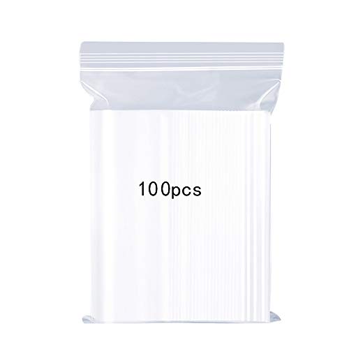 Bolsas de plástico transparentes que se pueden volver a sellar,bolsa de cierre de cremallera reutilizable fuerte,engrosamiento y duradero,prensa para cerrar,13x19cm 100PCS