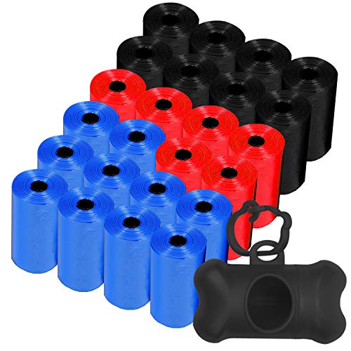 Bolsas excrementos perros (360) y un dispensador bolsas caca perro , el lote incluye las 360 bolsas en 24 rollos de 15 bolsa perros caca (Dispensador negro)