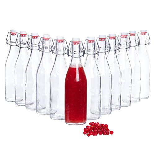 Bormioli Botellas de vidrio con 'Giara' 12 piezas Capacidad de llenado 500 ml Altura total 26,5 cm | Perfecto para añadir aceites, refinar o servir agua, jugos y vinos