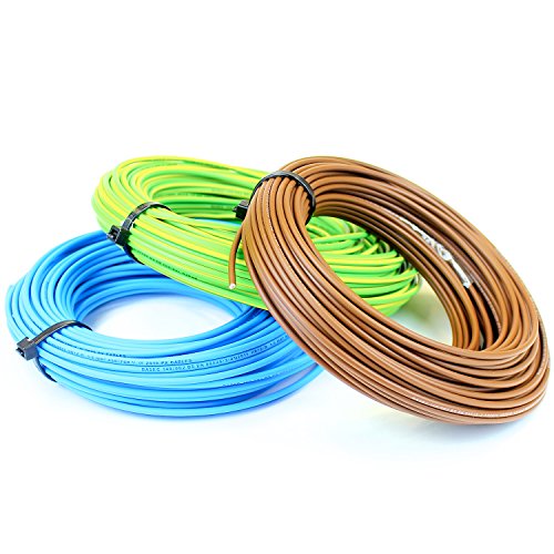 Cable de cable de 6 mm de núcleo único 6491X, azul, marrón, amarillo y verde, longitud de corte de 25 metros
