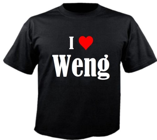 Camiseta I Love Weng para mujer, hombre y niños en los colores negro, blanco y rosa. Negro XXL