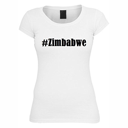 Camiseta #Zimbabwe Hashtag con rombos para mujer, hombre y niños en los colores blanco y negro Blanco XXXX-Large