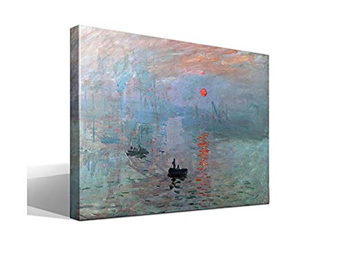 Canvas lienzo bastidor Impresión Sol Naciente de Oscar-Claude Monet - Ancho: 55cm - Alto: 40cm - Bastidor: 3cm - Imagen alta resolución