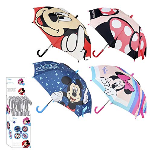 CERDÁ LIFE'S LITTLE MOMENTS 2400000517_T42C-C02 Paraguas Manual Infantil Mickey y Minnie Mouse - Licencia Oficial Disney, Rosa y Azul, 42 cm Unisex niños