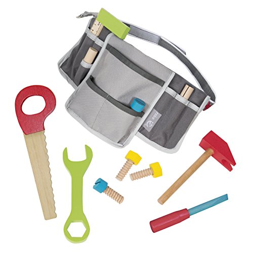 Cinturón de trabajo infantil Roba herramientas compuesta de 11 piezas de madera, ajustable, herramientas infantiles, herramientas de juguete roba