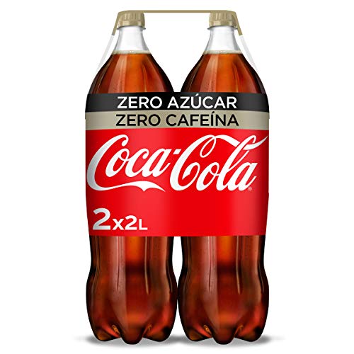 Coca-Cola Zero Azúcar Zero Cafeína - Refresco de cola sin azúcar, sin calorías, sin cafeína - Pack 2 botellas 2L