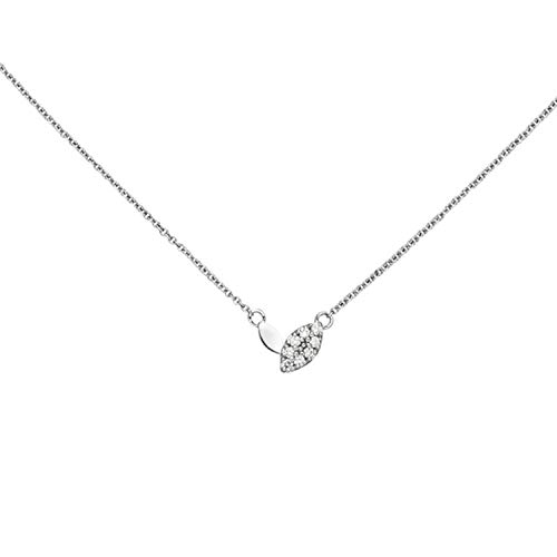 Collar de ancla con colgante de oro blanco 585, 8 diamantes, 42-45 cm