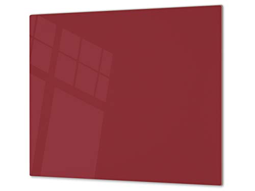 Cubre vitrocerámica y tabla de cortar de cristal templado – Superficie de vidrio templado resistente – UNA PIEZA (60 x 52 cm) o DOS PIEZAS (30 x 52 cm); D18 Serie de colores: G Borgoña