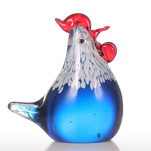 CXJJ Decoración de Escritorio Escultura de Cristal de Pollo Animales Gallo Azul en Favor del Regalo de la joyería de Cristal Ministerio del Interior Adornos de Escritorio