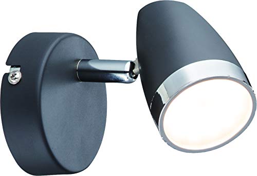 DM Leuchten Lámpara de pared LED orientable 1 foco, incluye 1 bombilla de 4 W, luz blanca cálida, lámpara de pared LED, foco de luz LED, antracita