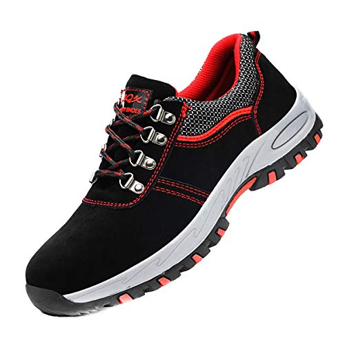 DoGeek Zapato Seguridad Calzado Seguridad Hombre con Punta de Acero, Antideslizante Transpirables, Unisex, Negro, 40