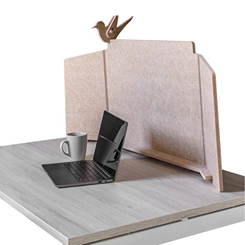 ECObird - Separador de Oficina - Organiza, Personaliza y Protege tu Espacio de Trabajo, Divisor Eco-Friendly para Escritorios, 108 x 49 cm - Camel