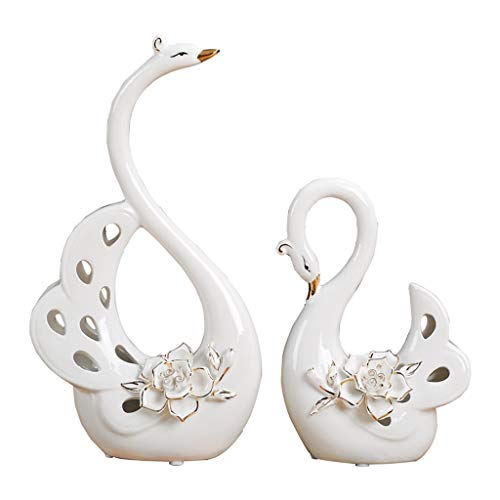 ECSWP KWONFPCM Un par de Amantes del Cisne Blanco decoración del hogar artesanías de cerámica Figuras de Animales de Porcelana decoración de Boda Regalo de los Amantes (Color : A)