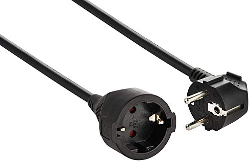 Electraline 01693 Prolongador de 5 m con Toma Schuko, Cable 3G1,5 mm², Color Negro
