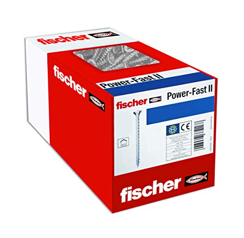 Fischer 670224 FPF II, tornillos para madera, Rosca parcial de 4,0x50, Cincados Caja de 500 unidades, Cinc