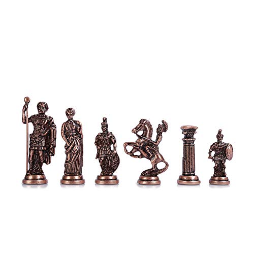 GiftHome (Solo piezas de ajedrez) Históricas figuras de cobre antiguo Roma hechas a mano piezas de ajedrez de metal tamaño grande 4.3 inc (tabla no incluida)