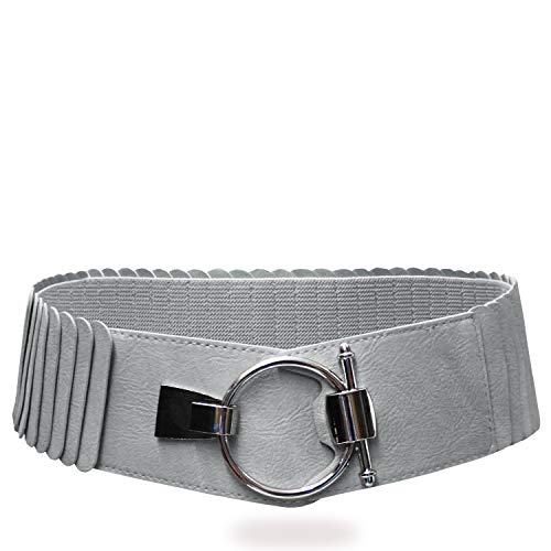 Gloop - Cinturón para mujer (ajustable, 8 cm de ancho, con hebilla de aleación) gris 83 cm (cintura 75/100 cm)