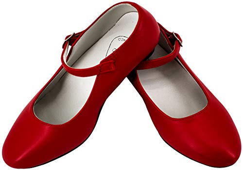 Gojoy shop- Zapato con Tacón de Danza Baile Flamenco o Sevillanas para Niña y Mujer, 5 Colores Disponibles (Rojo, 26)