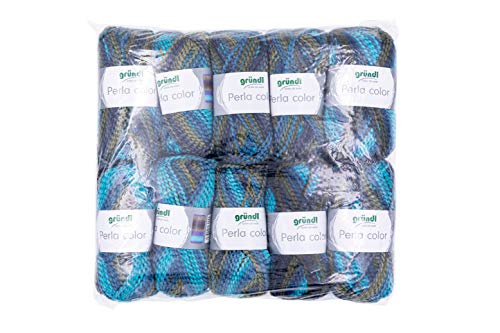 Gründl 3354-30 Perla Color - Ovillo de lana (poliéster, 43 x 20 x 8 cm), color caqui, azul claro