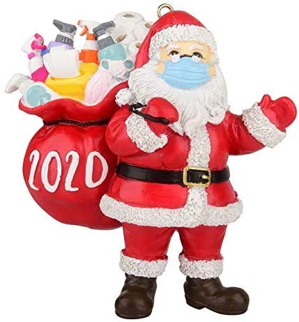 H- BB Adornos navideños 2020, Papá Noel con mascarilla y Bolsa de Regalo, Adornos para árboles de Navidad Decoración Colgante Colgante Regalo Creativo de Navidad