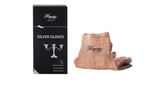 Hagerty Silver Gloves Guantes impregnados en seco para la limpieza de plata con protección contra el óxido 1 par I Guantes de pulir de algodón I Prácticos guantes para limpiar plata y metal plateado