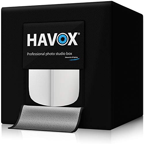 HAVOX - Foto Estudio HPB-60D - Dimensión 60x60x60cm - Iluminación Regulable LED Luz de Día 5500k - 13,000 lúmenes - CRI 93 - CREA Tus Fotos comerciales para tu Comercio electrónico