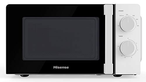 Hisense H20MOWS1H - Microondas, Capacidad de 20l, 700 W de Potencia, 6 Niveles, Temporizador 30 Min, Modo Descongelar,Tirador, Acabado Blanco