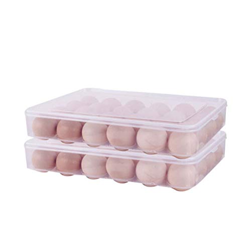 Huevera para 24 huevos, transparente, dimensiones 30 x 22,5 x 5,5 cm, para cocina, frigorífico, huevera de huevos, contenedor transparente