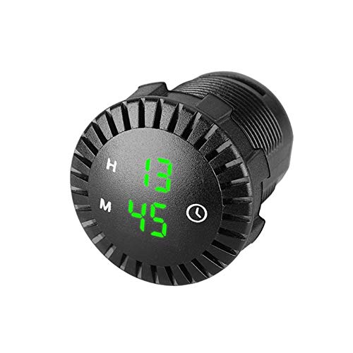 iSpchen Reloj digital Táctil Para Automóvil de 12 V / 24 V Con Pantalla Led Verde Reloj Led Adecuado Para Barco, Motocicleta, Coche