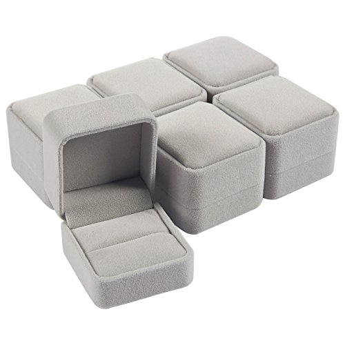 Juvale 6 Pack Conjunto Joyero - Joyeros - terciopelo caja de la joyería caja de regalo Set, sola caja del anillo de Casos - Para oferta, compromiso, boda, Presentación -, 2,5 x 1,7 x 2,2 pulgadas Gris