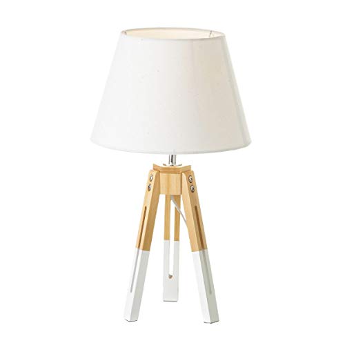 Lámpara de mesa nórdica de madera blanca de 44x25x25 cm