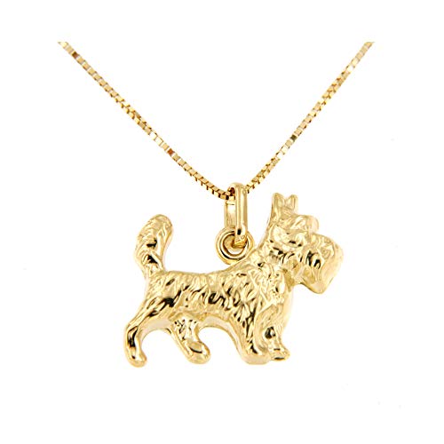 Lucchetta Mujer – Collar con perro de oro amarillo de 14 quilates – Cadena de oro de 42 cm – Fabricado en Italia certificado, XD1776-VE38