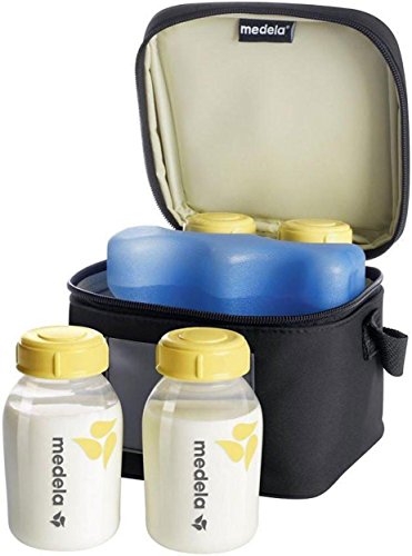 Medela Bolsa enfriadora de botellas con 4 biberones, bolsa portátil para almacenamiento de leche materna (150 ml cada uno)
