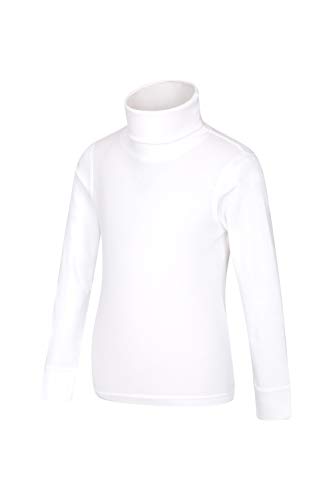 Mountain Warehouse Camiseta de algodón con Cuello Vuelto Meribel para niños, Invierno Blanco 7-8 Años