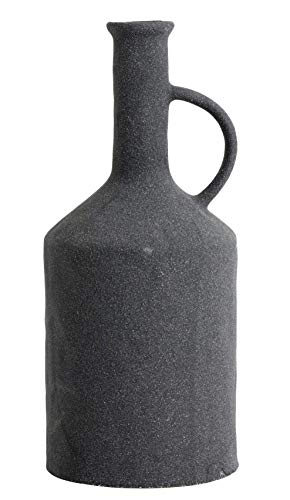 Nordal Jarrón Eldey en negro de gres decorativo, jarrón grande hecho a mano de 12,5 cm de diámetro
