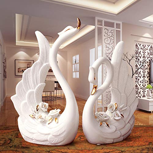NXYJD Un par de Amantes del Cisne Blanco decoración del hogar artesanías de cerámica Figuras de Animales de Porcelana decoración de Boda Regalo de los Amantes (Color : B)