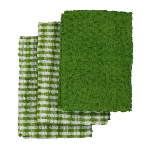 Paños de cocina de algodón - Verde/Blanco, ancho 45 x largo 65 cm