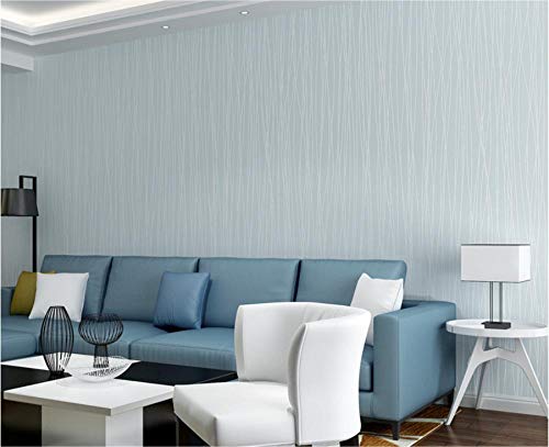 Papel pintado 3D Color sólido no tejido Papel pintado Azul claro para decoración de pared de dormitorio y hogar, papel pintado minimalista de lujo 0.53mx9.5m