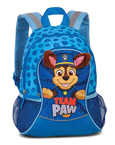 PawPatrol Team Paw - Mochila infantil para niños de 3 a 6 años con orejas de tela sobresalientes, 35 x 27 x 15 cm, 6 l, color azul