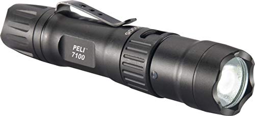 PELI 7100 Linterna táctica LED recargable por USB de alto rendimiento, Sumergible IPX8, 695 Lúmenes, Color: negro, 13 x 3 x 3 cm (071000-0000-110E)