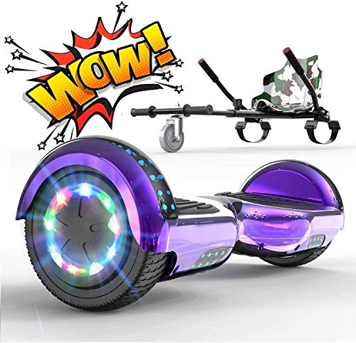 RCB Hoverboard Patinete Eléctrico Self Balancing Scooter de Auto-Equilibrio Luces LED Integradas con Hoverkart Go-Kart Bluetooth Regalo para Niños y Adultos 6.5