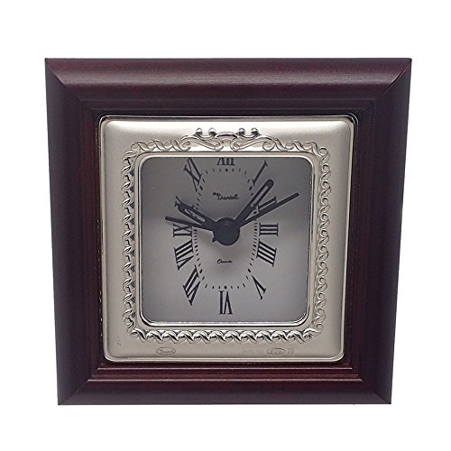 Reloj despertador plata Ley 925m espiral trasera madera [AB5957]