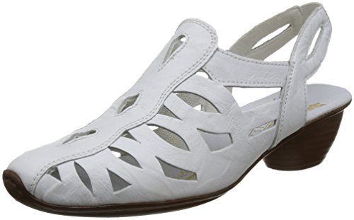 Rieker Frühjahr/Sommer 43779, Zapatos de Talón Abierto para Mujer, Blanco (Weiss 81), 41 EU