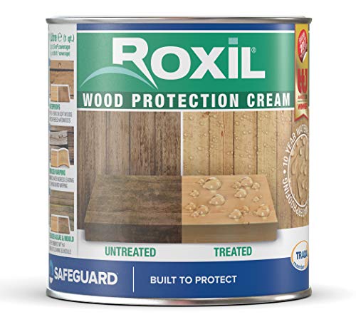 Roxil lasur hidrófugo transparente para madera exterior (1 Litro) - Tratamiento incoloro impermeabilizante durante 10 años, efecto perlado