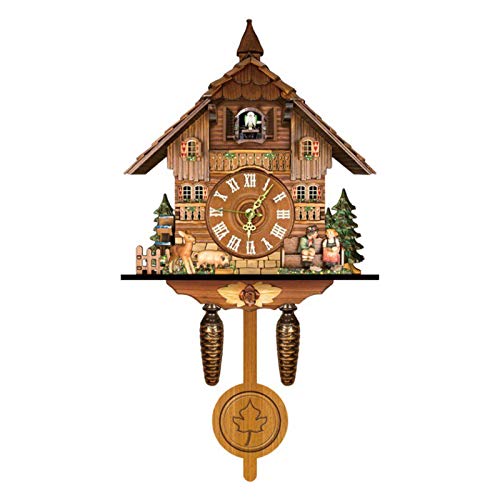 RuiXia Reloj de Cuco alemán de la Selva Negra, Duradero Reloj de la Selva Negra con Cuco, Reloj de Pared de Cuco de Madera de Estilo nórdico Retro de Moda