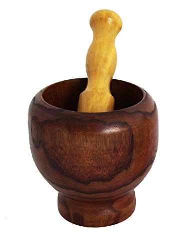 rukauf Mortero y mano de madera de raíz, picadora elegante para especias, hierbas, etc.